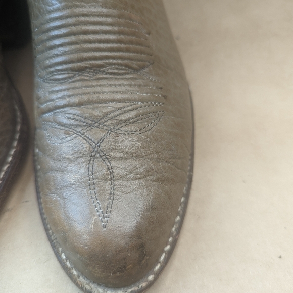 Dan Post boots men's size 9D brown Shrunken Bull Shoulder leather vamp and pulls - Picture 5 of 12